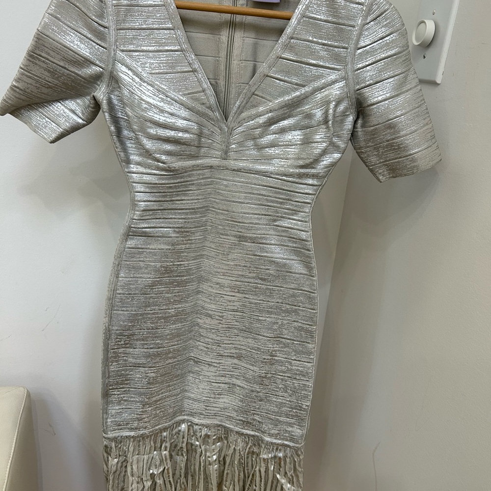 Lovely fringe metallic Herve Leger Dress!